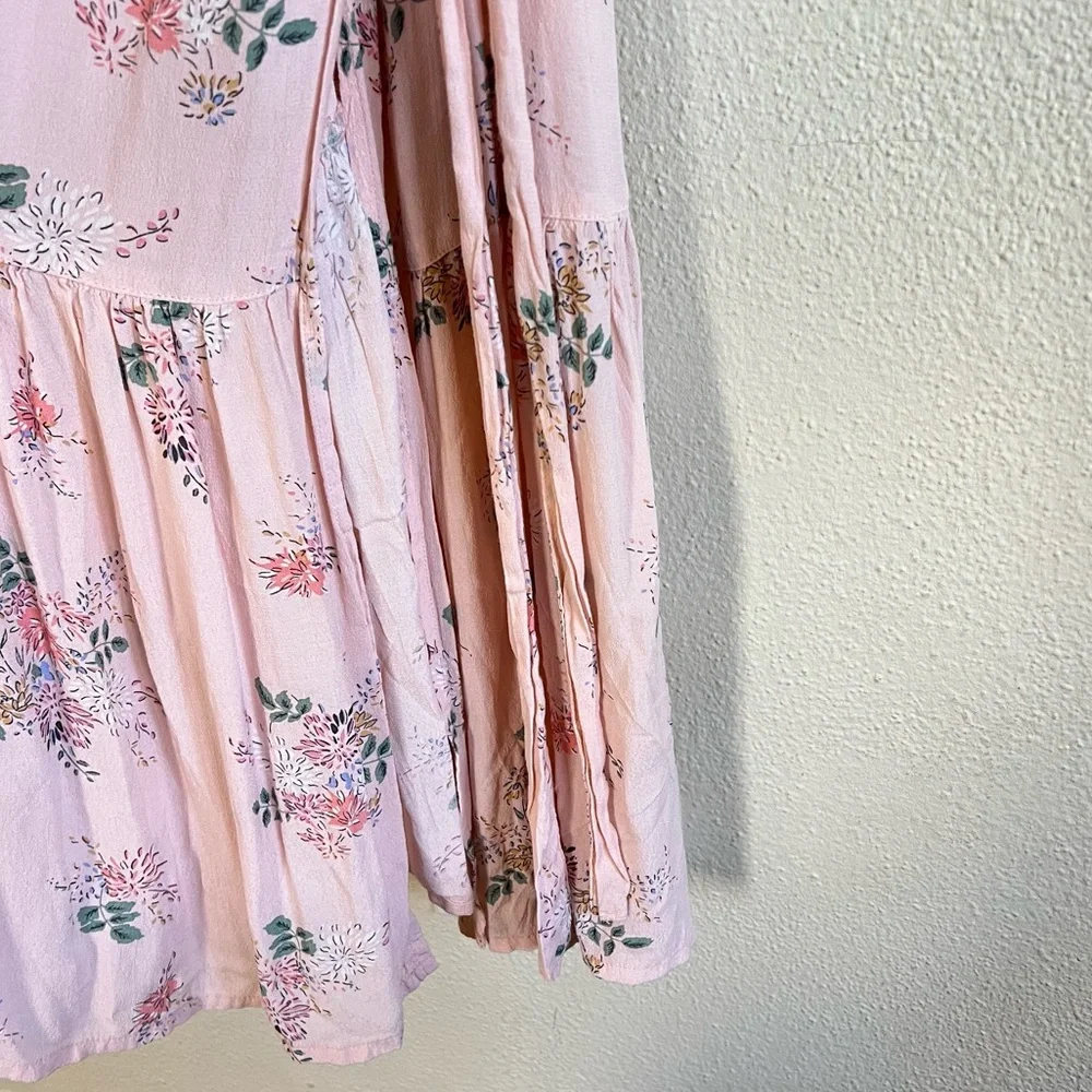 GAP Pale Pink Floral Wrap Midi Dress